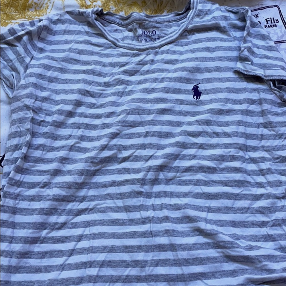 Grey and white polo shirt